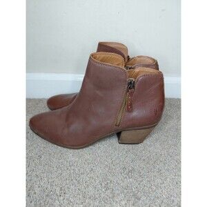 frye judith womens size 9.5M shoes brown leather zip up comfort heel ankle boots